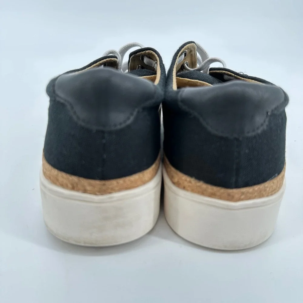 Revitalign Womens Black Canvas Platform‎ Sneakers Cork Trim Casual Shoes 9